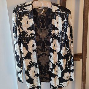 Vtg Oleg Cassini sequin evening jacket cardigan S